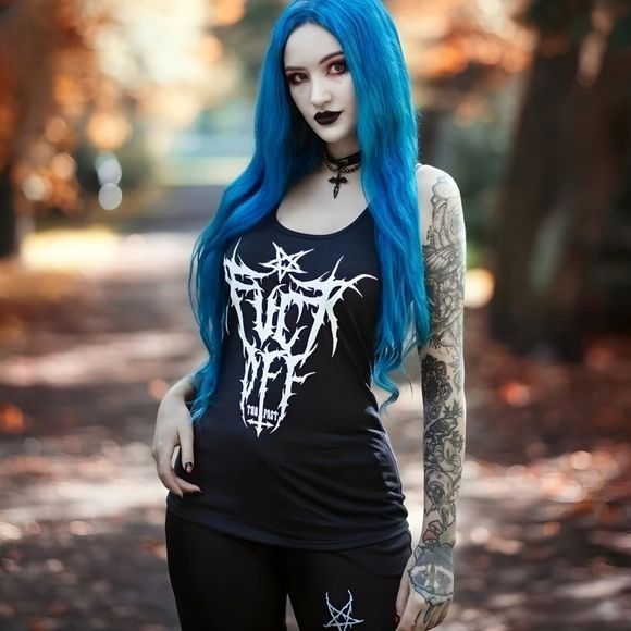 FŮCK OFF BLACK METAL LOGO RACERBACK TANK - Too Fast - Shirts
