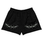 Black shorts with barbed wire design on a white background