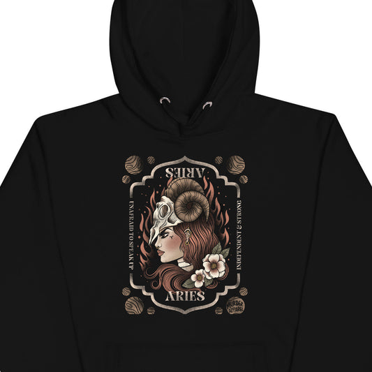 Aries Zodiac Hoodie – Goth Hoodie for Night Dominance -  - Hoodie