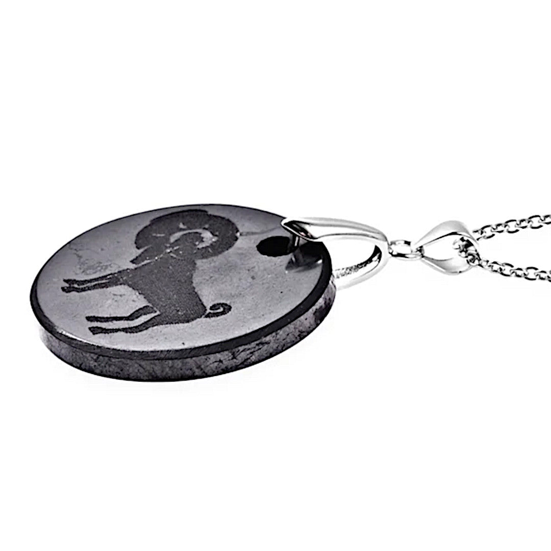 Aries Zodiac | 24.20ctw Shungite 925 Necklace 18" - A Gothic Universe - Pendants