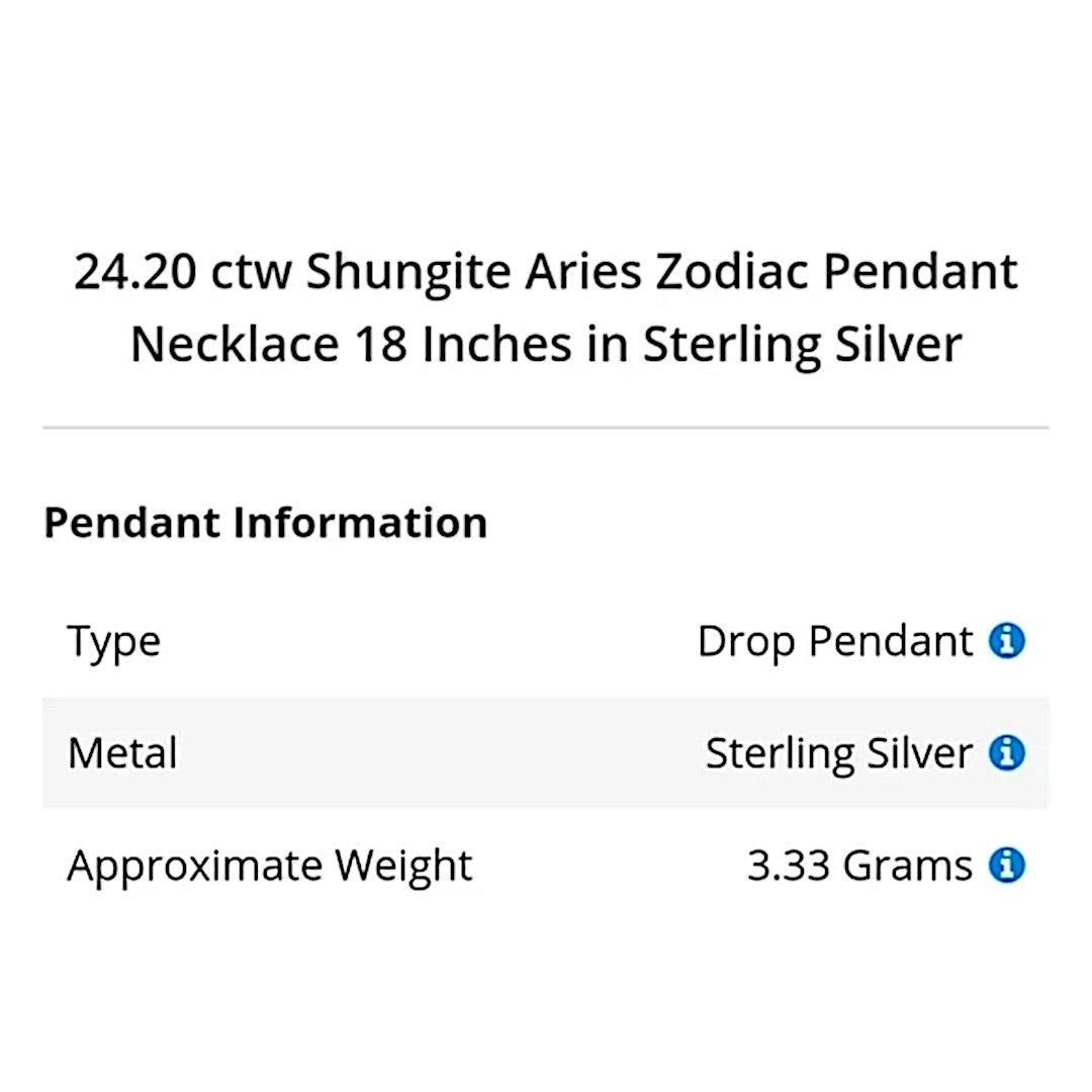 Aries Zodiac | 24.20ctw Shungite 925 Necklace 18" - A Gothic Universe - Pendants