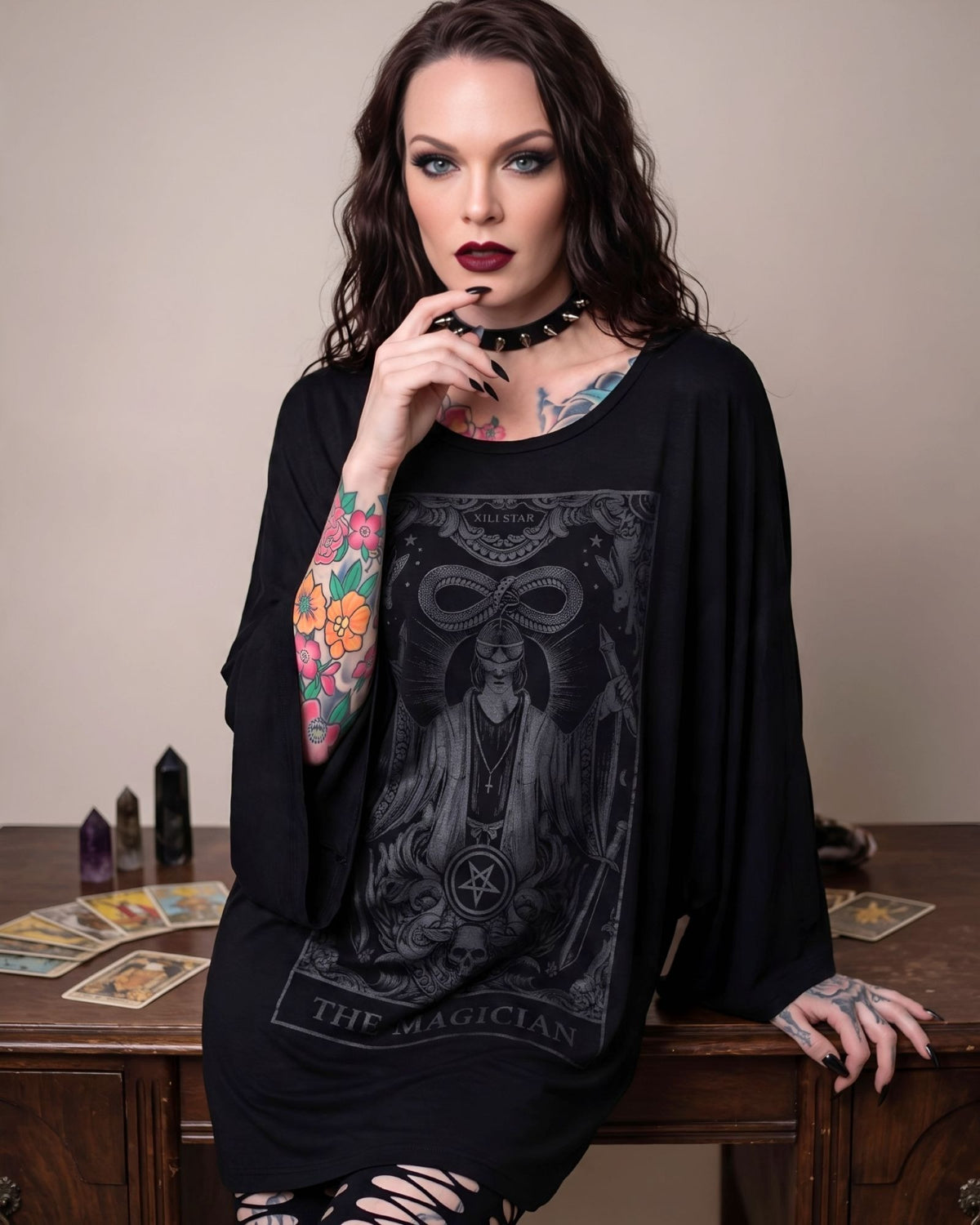 Killstar Magician Tarot Card Kimono Sleeve Graphic Oversized Tunic Dress XS
