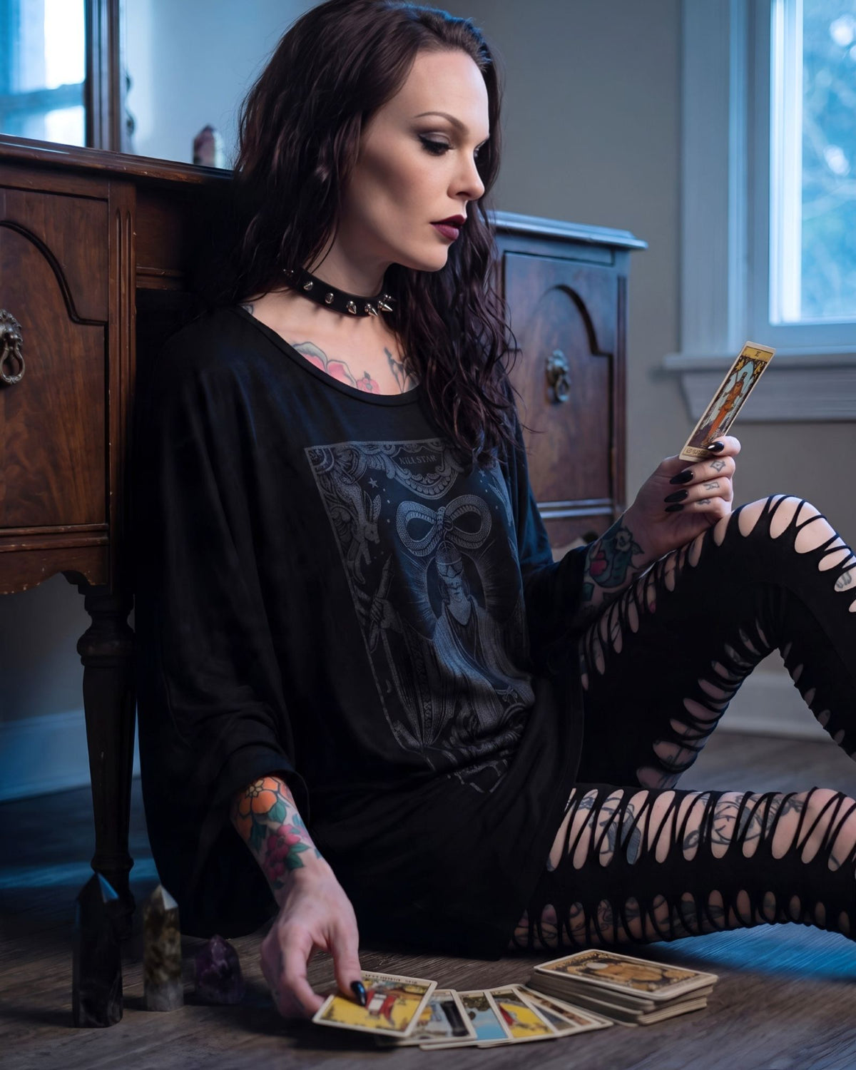 Killstar Magician Tarot Card Kimono Sleeve Graphic Oversized Tunic Dress XS