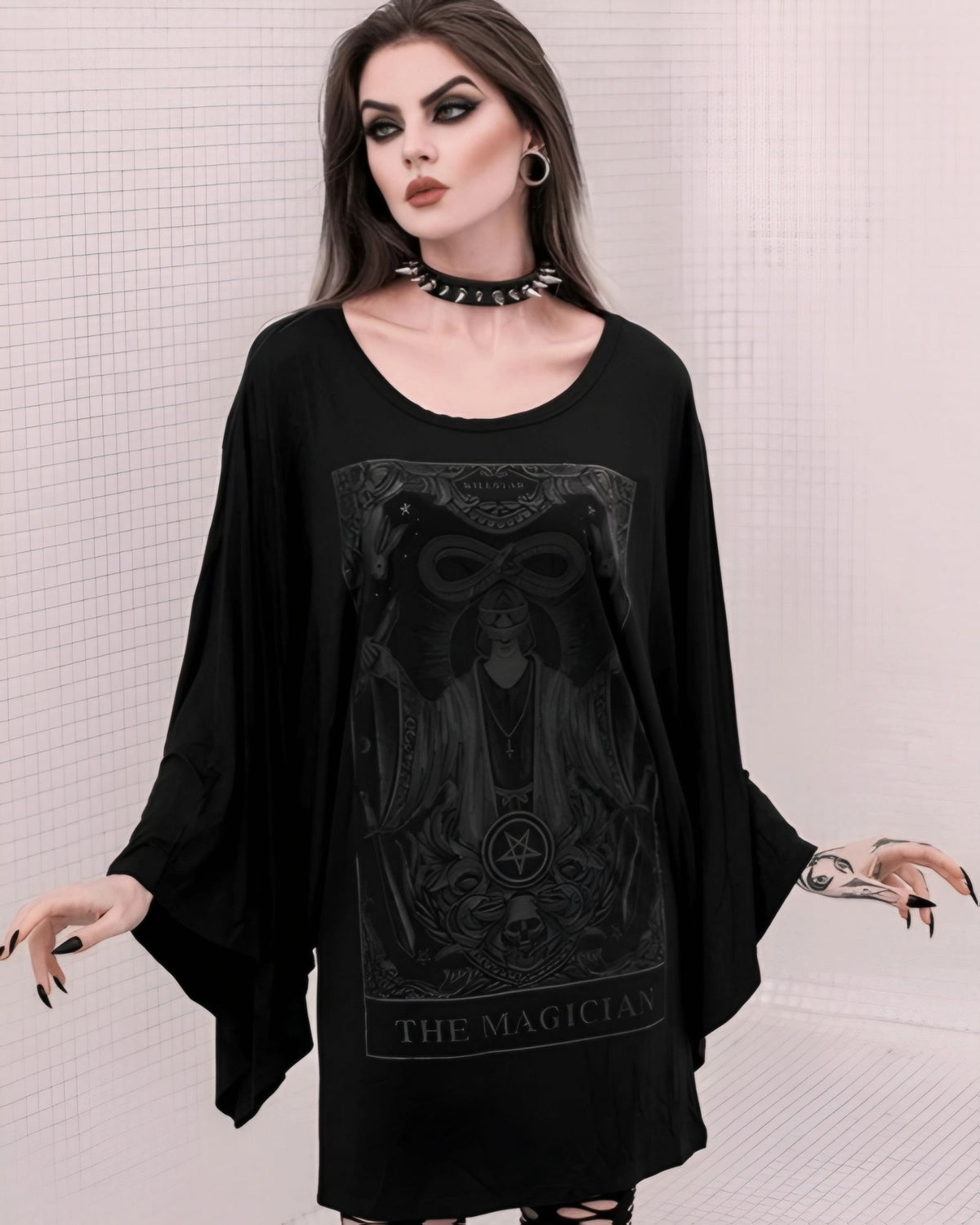 Killstar Magician Tarot Card Kimono Sleeve Graphic Oversized Tunic Dress XS