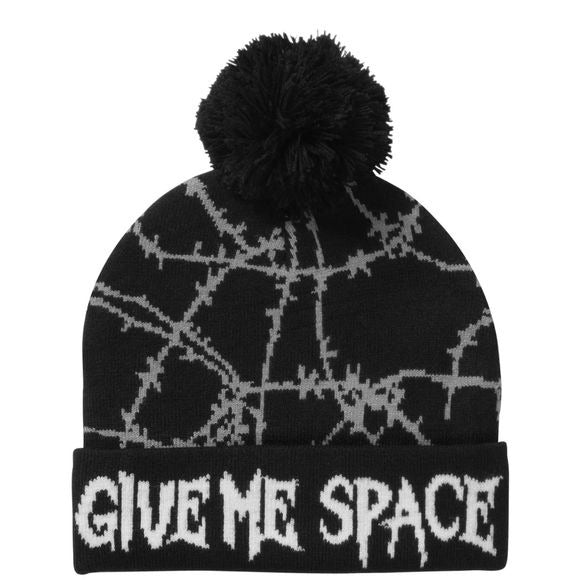 Give Me Space Beanie | Black/Grey Cotton Bobble Top Unisex - Killstar - Beanies