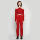 Holey Pray Cut Out Pants | Red Semi Flared Fit High Waisted Side Zip - Zemeta - Pants