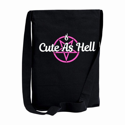 Cute As Hell Black Crossbody Sling Tote Bag With Ghost Pumpkin
