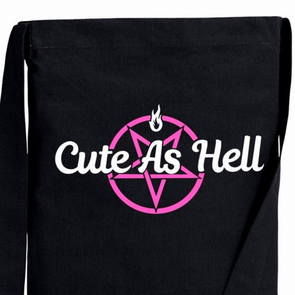 Cute As Hell Black Crossbody Sling Tote Bag With Ghost Pumpkin