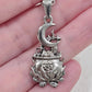 Witch Cauldron Pentagram Necklace Moon Star Stainless Steel Witchy Pendant 16"