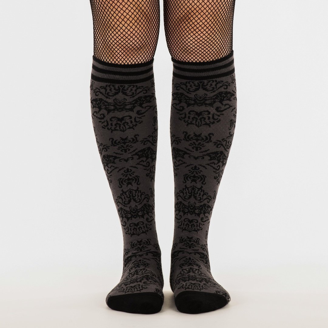 Bat Damask Knee High Socks -  - Socks