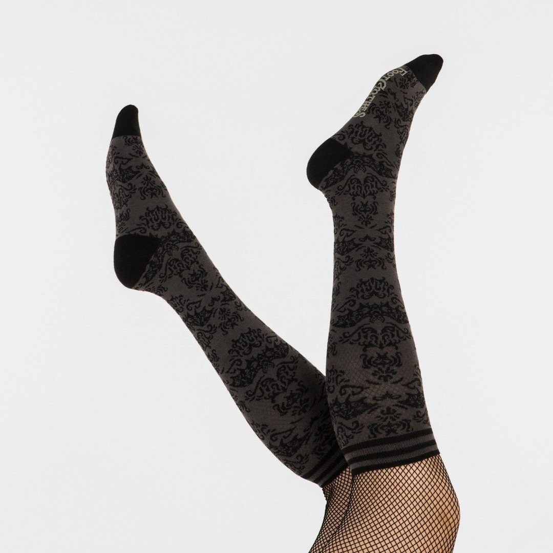 Bat Damask Knee High Socks -  - Socks