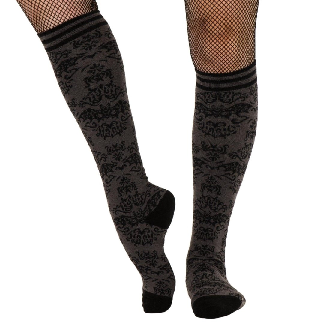 Bat Damask Knee High Socks -  - Socks