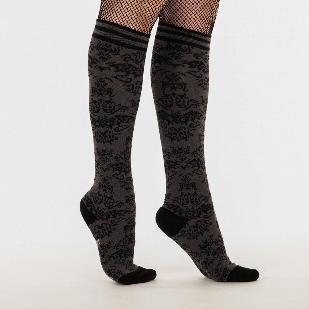Bat Damask Knee High Socks -  - Socks