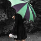 Batwing Pagoda Umbrella [BLACK/GREEN STRIPED] -  - Umbrellas