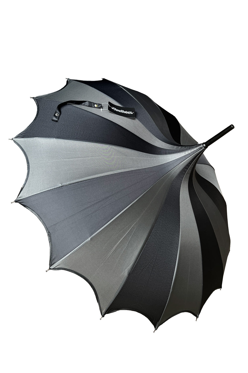 Batwing Pagoda Umbrella [BLACK/GRAY STRIPED]