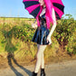 Batwing Pagoda Umbrella [BLACK/HOT PINK STRIPED] -  - Umbrellas