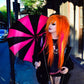 Batwing Pagoda Umbrella [BLACK/HOT PINK STRIPED] -  - Umbrellas