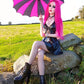 Batwing Pagoda Umbrella [BLACK/HOT PINK STRIPED] -  - Umbrellas