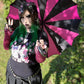 Batwing Pagoda Umbrella [BLACK/HOT PINK STRIPED] -  - Umbrellas