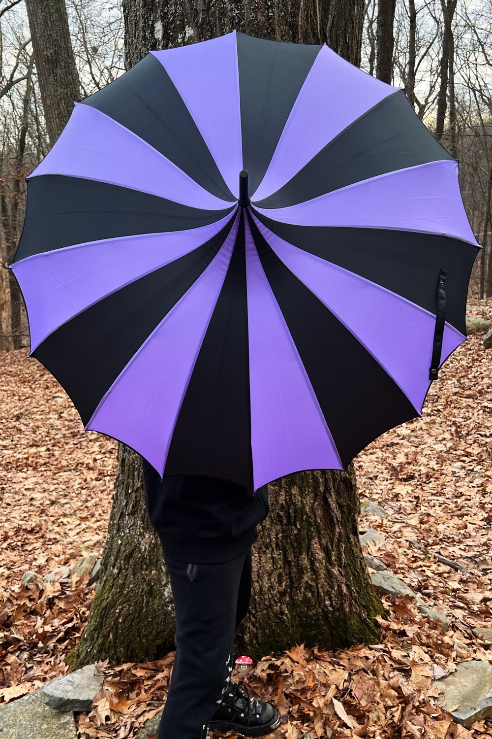 Batwing Pagoda Umbrella [BLACK/LIGHT PURPLE]