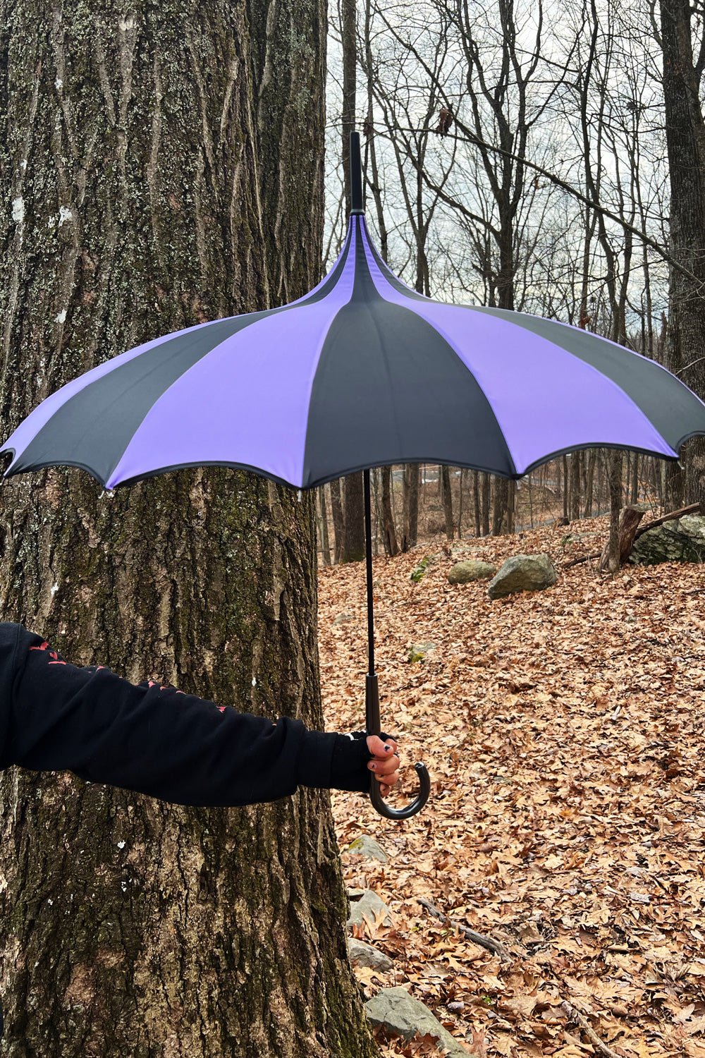 Batwing Pagoda Umbrella [BLACK/LIGHT PURPLE]