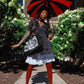 Batwing Pagoda Umbrella [BLACK/RED STRIPED] -  - Umbrellas