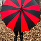 Batwing Pagoda Umbrella [BLACK/RED STRIPED] -  - Umbrellas
