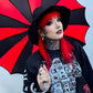 Batwing Pagoda Umbrella [BLACK/RED STRIPED] -  - Umbrellas