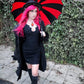 Batwing Pagoda Umbrella [BLACK/RED STRIPED] -  - Umbrellas