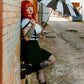 Batwing Pagoda Umbrella [BLACK/WHITE STRIPED] -  - Umbrellas