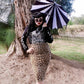 Batwing Pagoda Umbrella [BLACK/WHITE STRIPED] -  - Umbrellas