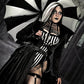 Batwing Pagoda Umbrella [BLACK/WHITE STRIPED] -  - Umbrellas