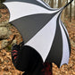 Batwing Pagoda Umbrella [BLACK/WHITE STRIPED] -  - Umbrellas