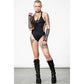 Killstar Lita Black-on-Black Cross Lace-Up Cutout One-Piece Swimsuit