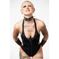 Killstar Lita Black-on-Black Cross Lace-Up Cutout One-Piece Swimsuit