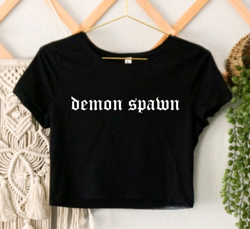 Demon Spawn Cropped T-Shirt - Gothic Crop Top - Alternative Fashion Tee