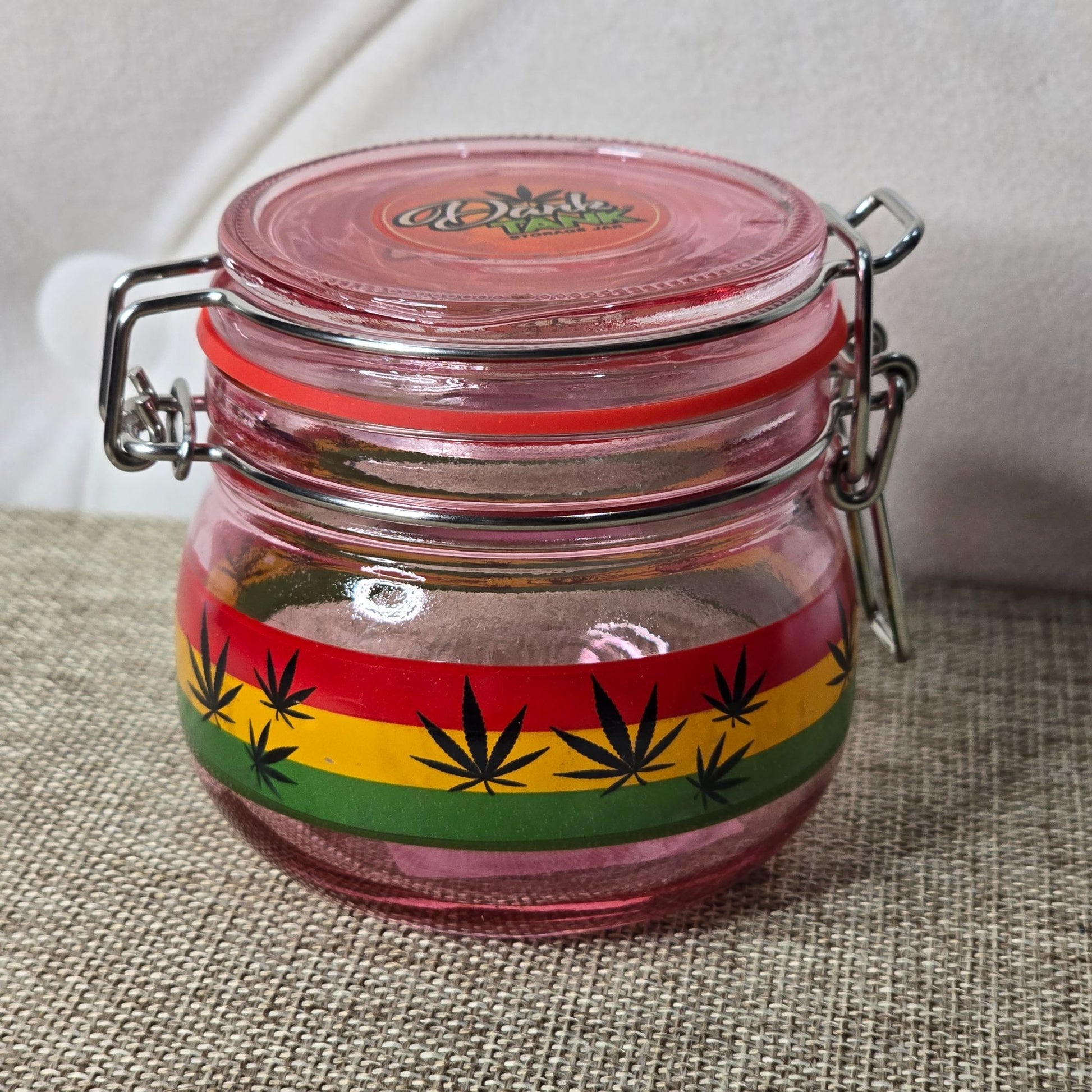 Dank Tank Storage Jar w/ Rasta Leaf Design - A Gothic Universe - Accessories
