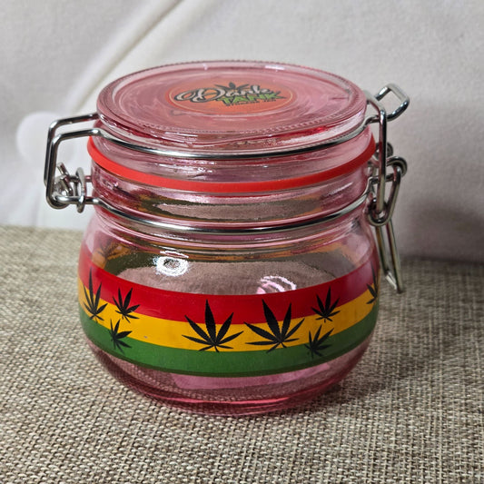 Dank Tank Storage Jar w/ Rasta Leaf Design - A Gothic Universe - Accessories
