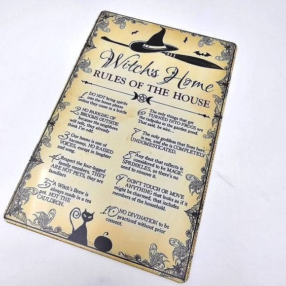 Vintage Metal Sign | Indoor/Outdoor | Witch's Home Gold, Black - A Gothic Universe - Signs