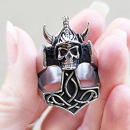 Celtic Skull Mens Biker Ring | Black Oxidized Stainless Steel - Celtic Ring - A Gothic Universe - Rings