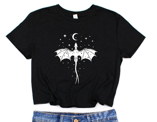 Dragon Cropped T-Shirt - Gothic Crop Top - Alternative Fashion Tee