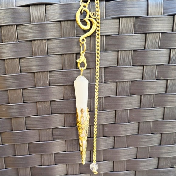 14K Dip Gold Selenite Pendulum | Divination Tool Clarity & Higher Consciousness - A Gothic Universe - Pendulums