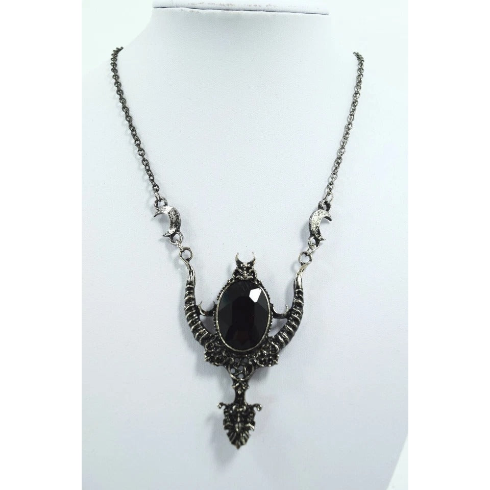 Mystica Necklace ✦ Black Onyx ✦ Pentagram ✦ Crescent Moons ✦ Rare