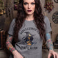 Underestimate Me Witch Black Cat Gray Graphic Tee Shirt Halloween Top L New