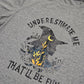 Underestimate Me Witch Black Cat Gray Graphic Tee Shirt Halloween Top L New