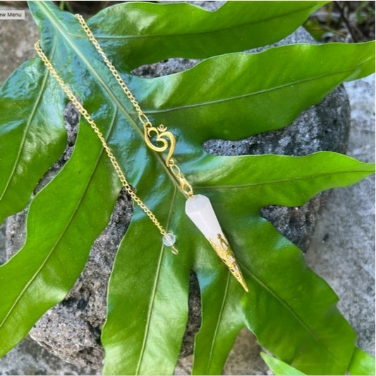 14K Dip Gold Selenite Pendulum | Divination Tool Clarity & Higher Consciousness - A Gothic Universe - Pendulums