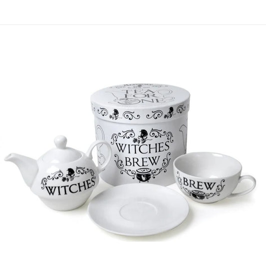 Witches Brew Tea For One Set w/ Teapot Cup Saucer Gift Box Gothic Design