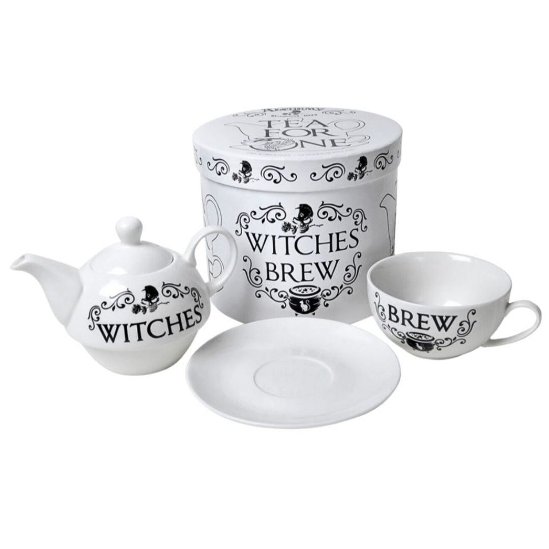 Witches Brew Tea For One Set w/ Teapot Cup Saucer Gift Box Gothic Design