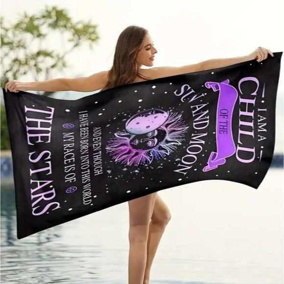 Moon & Sun Beach Towel | Premium Micro Fiber - A Gothic Universe - Beach Towels