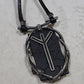 Killstar Algiz Rune Thorn Branch Frame Black Hematite Pendant Cord Necklace